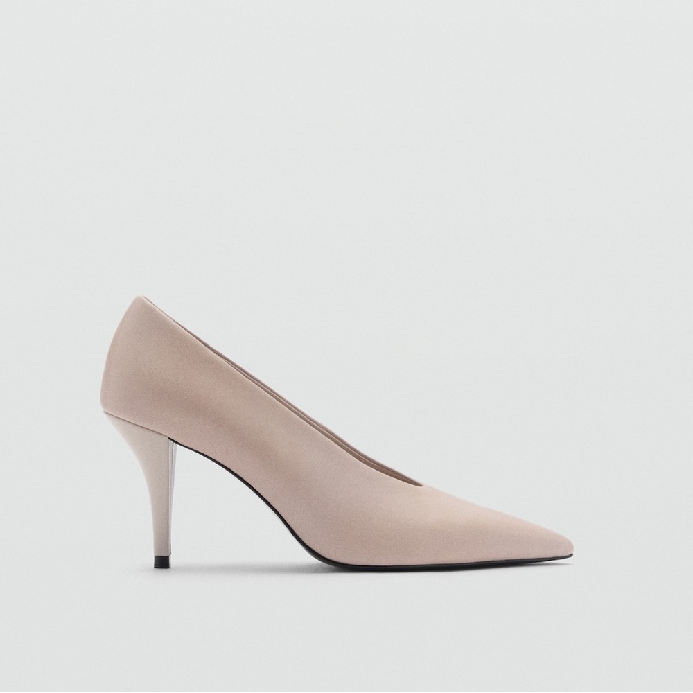 Mango MNG Funnel Heeled Shoes Nude Heels Genuine Leather US 6.5 EURO 37 New